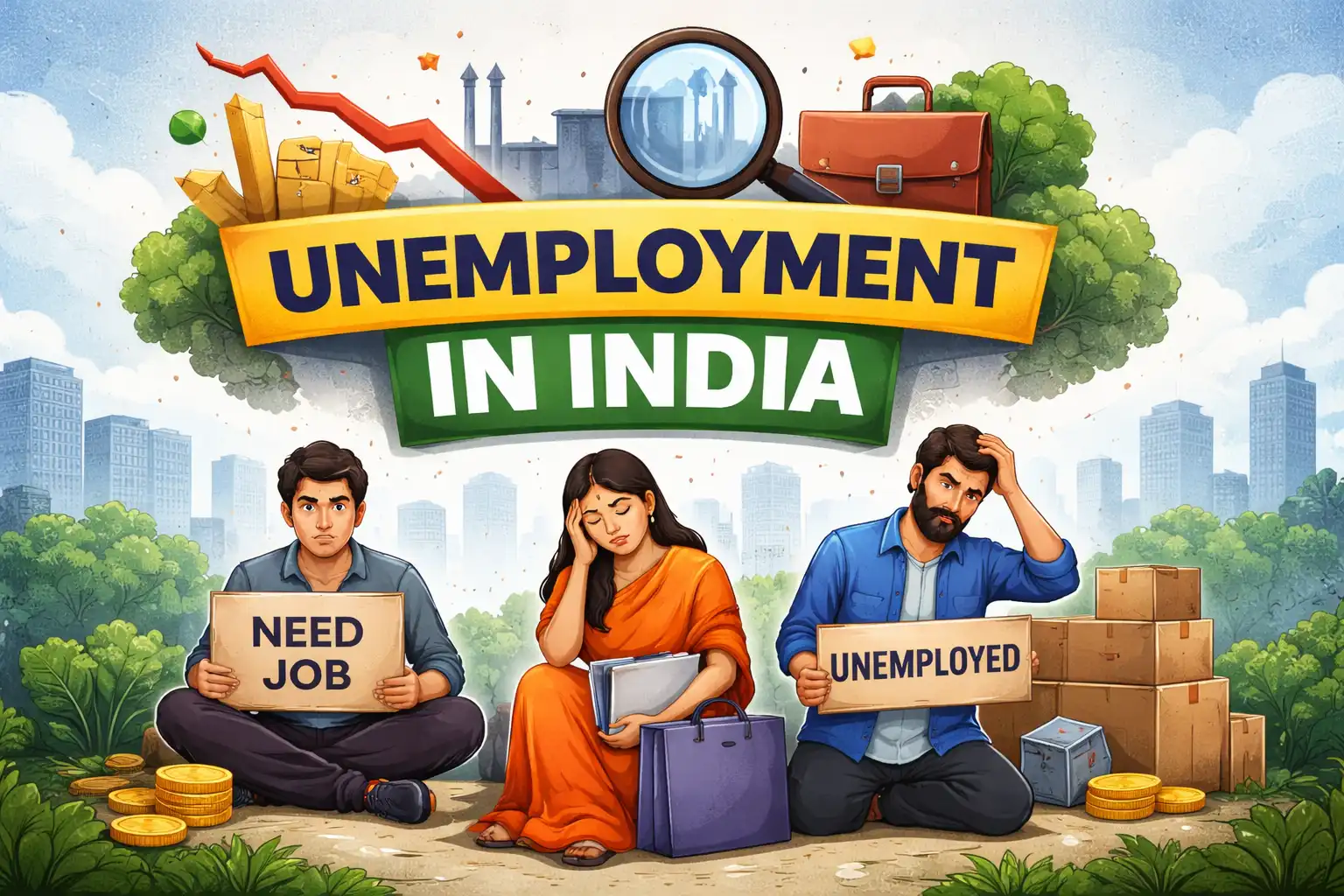 Unemployment in India: Rate, Causes, Impacts and Practical Solutions